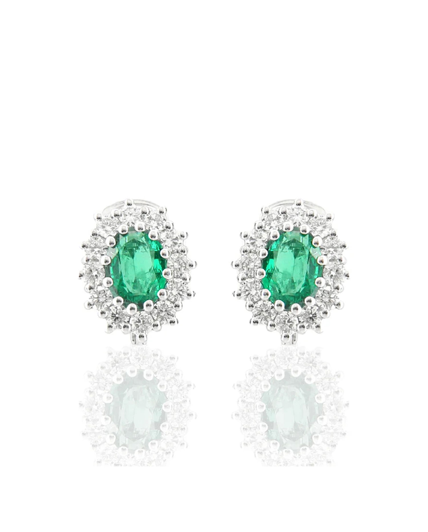 Pendientes Rosetta Oro Blanco y Esmeralda
