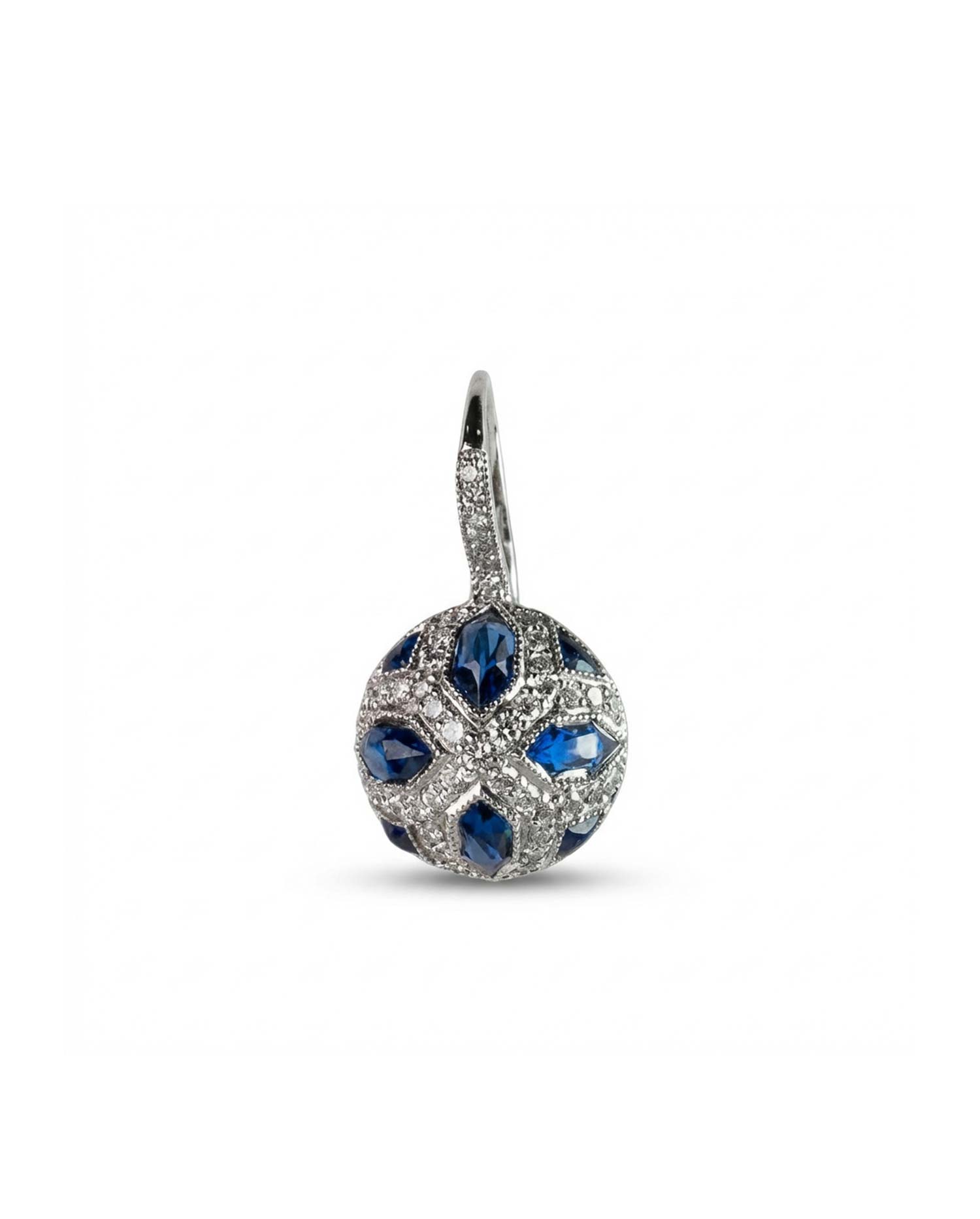 Pendientes Oro Blanco con Diamantes y Zafiros.