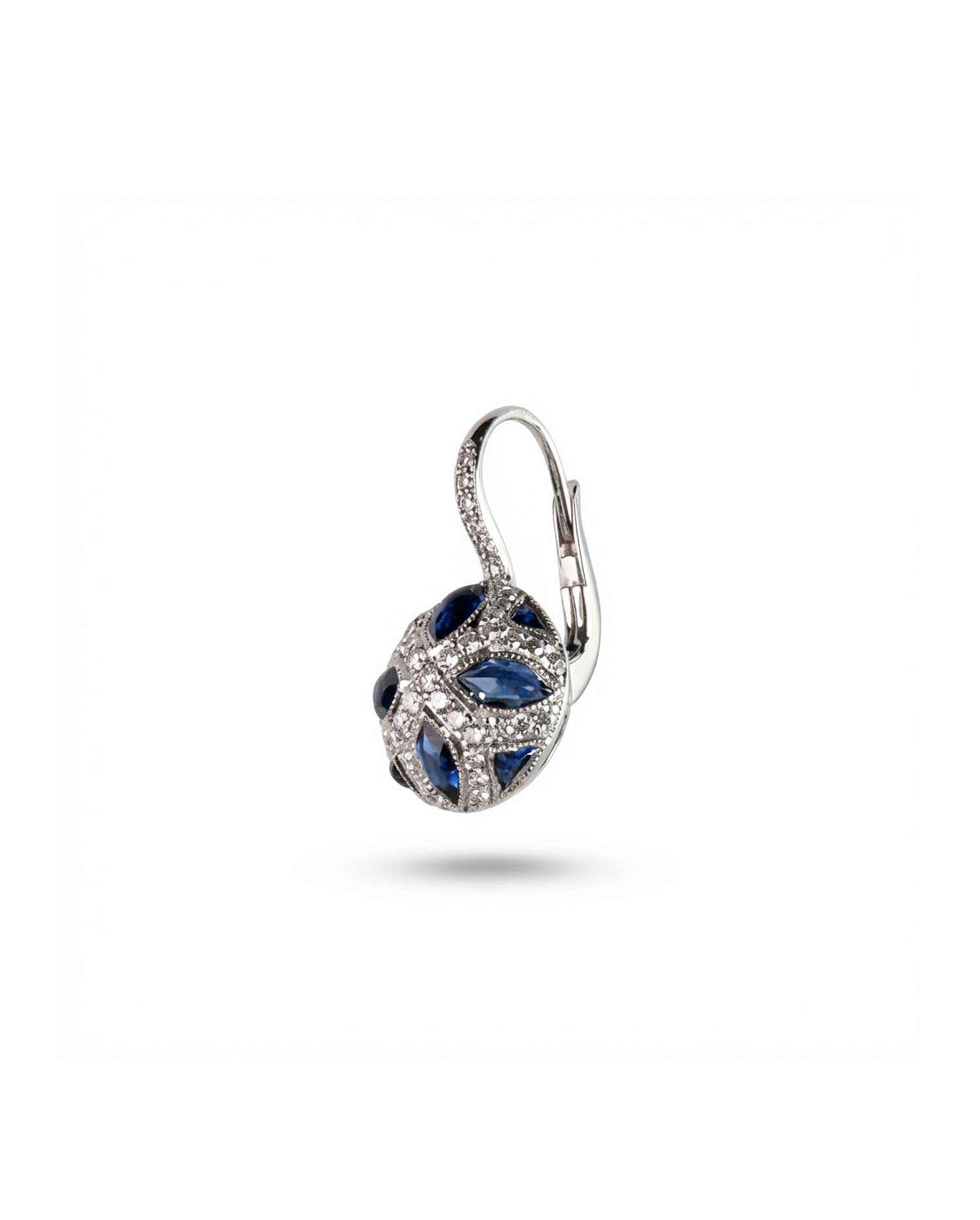 Pendientes Oro Blanco con Diamantes y Zafiros