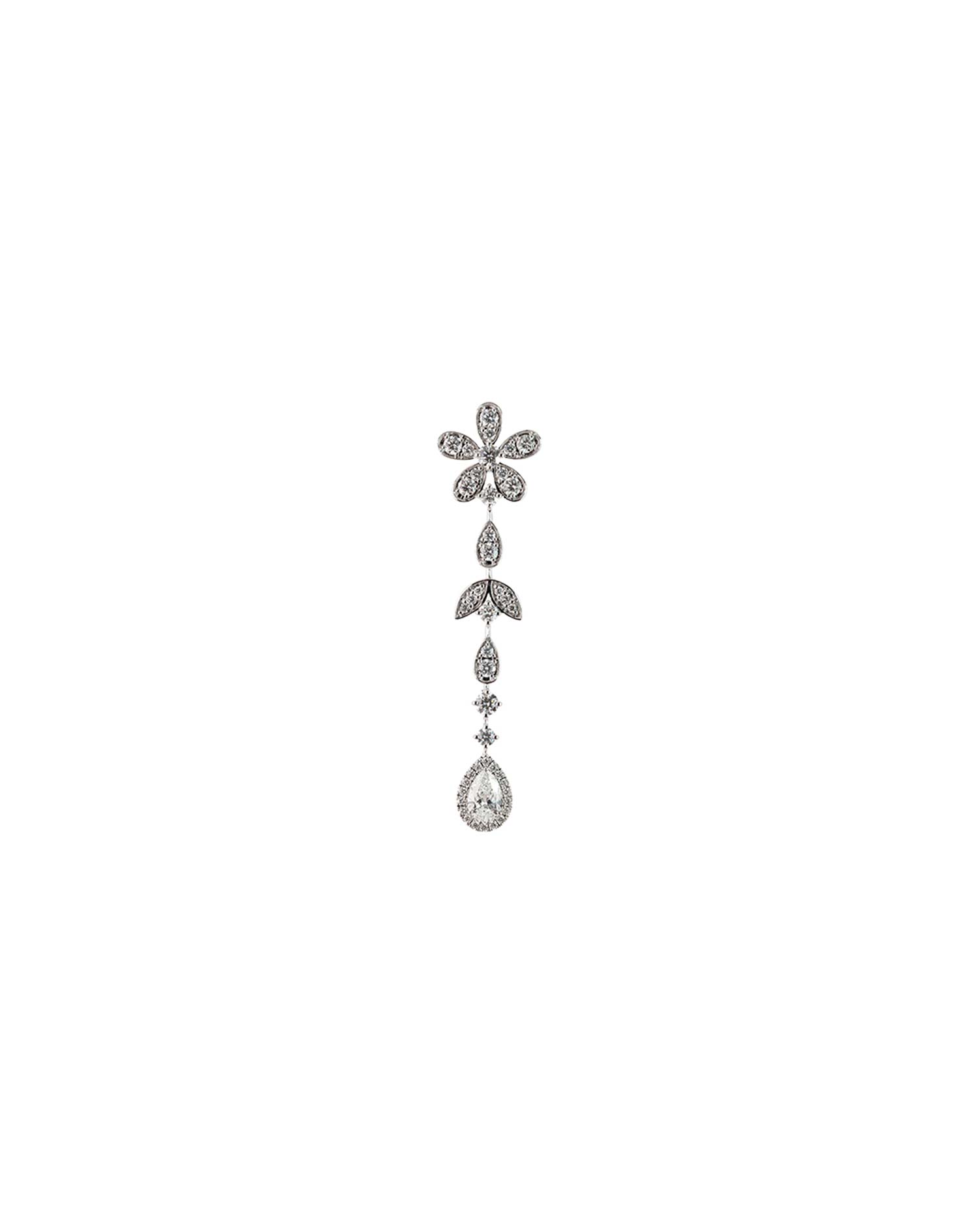 Pendientes Largos Oro Blanco con Diamantes