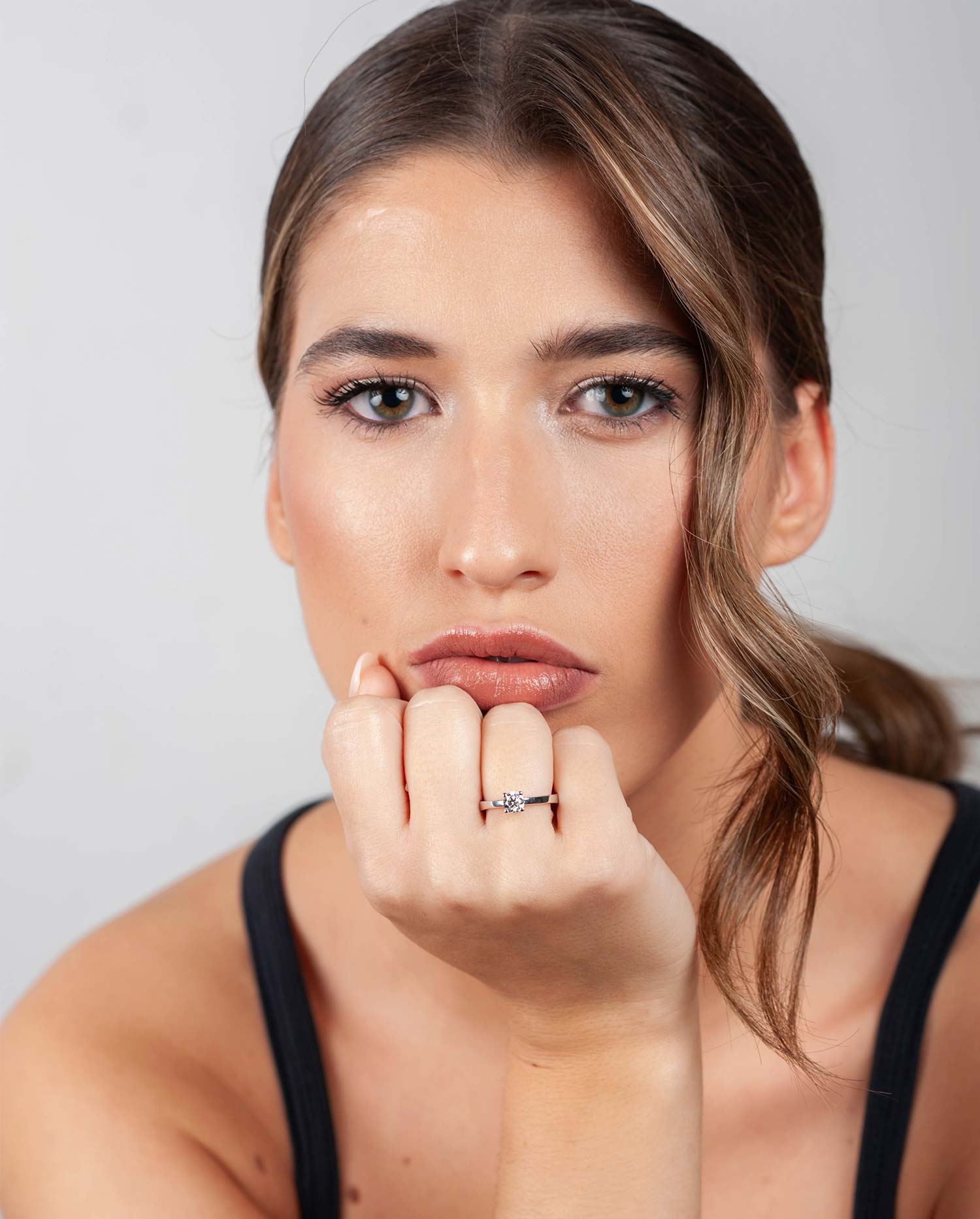 Anillo Oro Blanco y Diamante