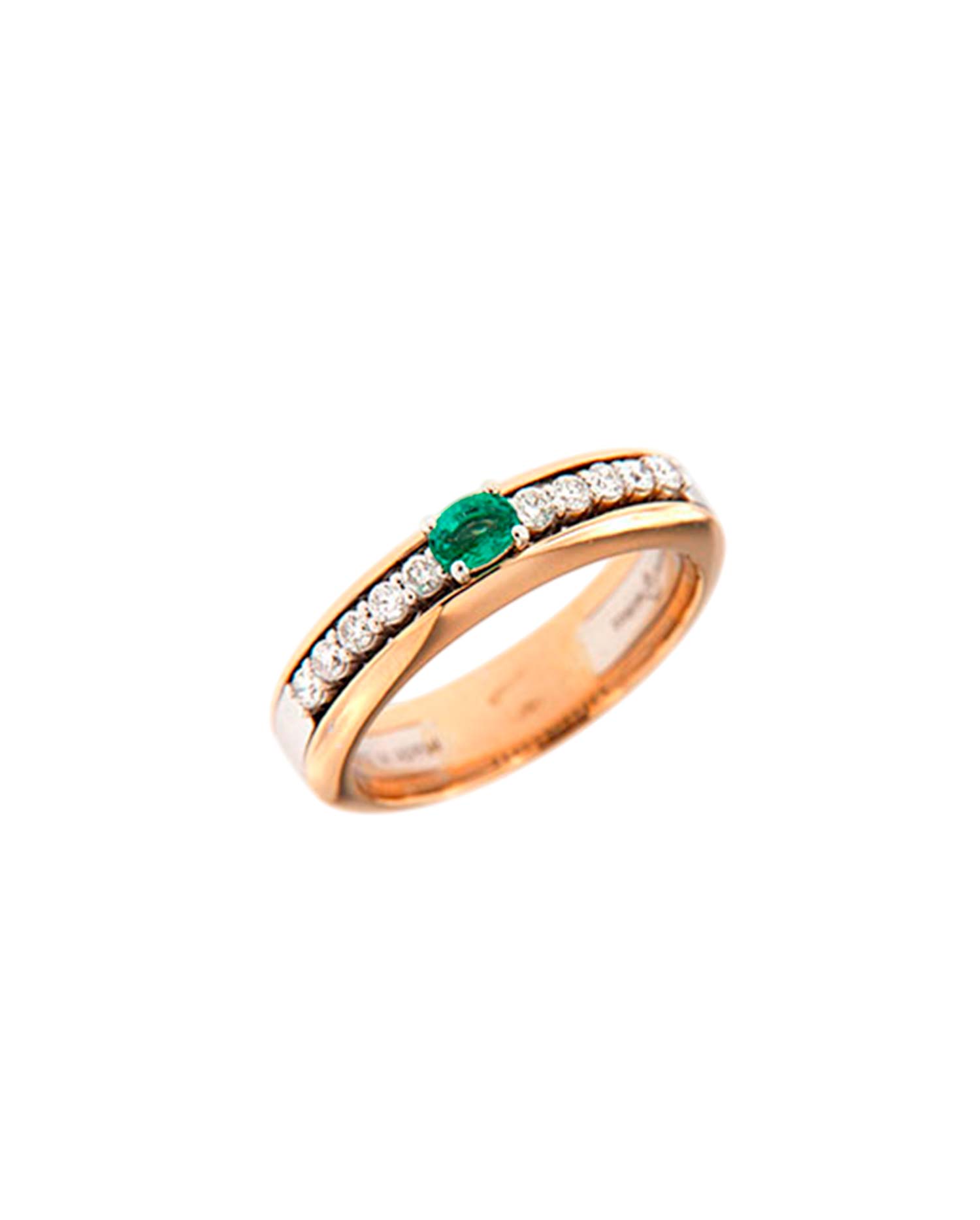 Anillo Oro Rosa Diamantes Esmeralda