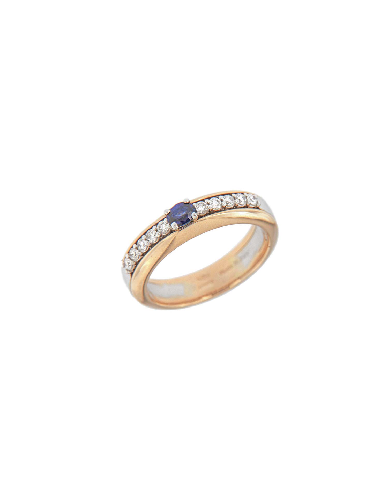 Anillo Oro Amarillo Diamantes Zafiro
