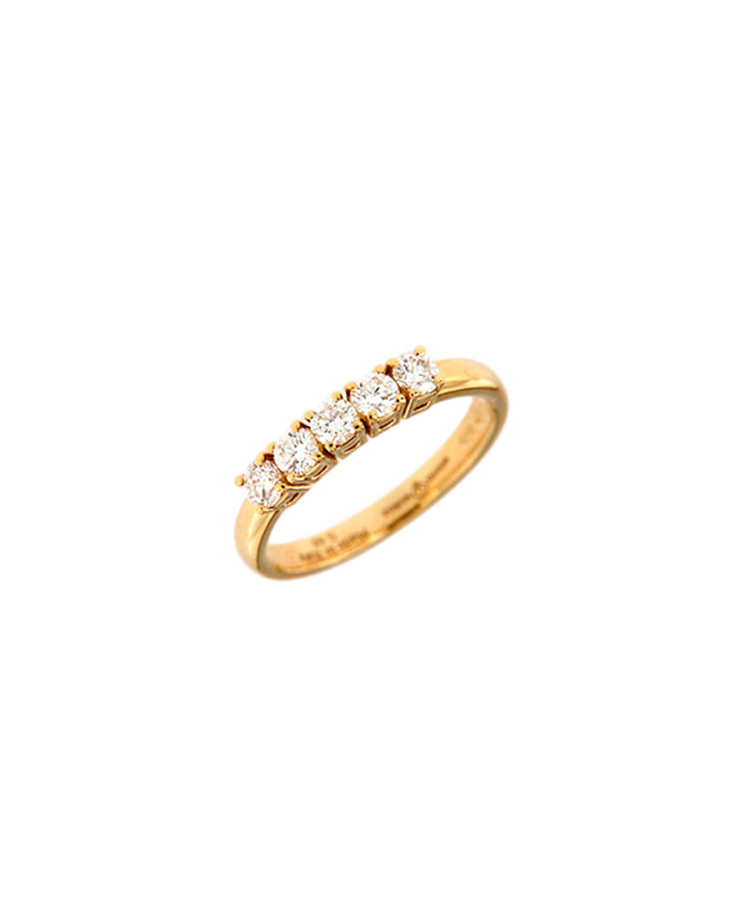Anillo Oro Amarillo Diamantes Talla Brillante.