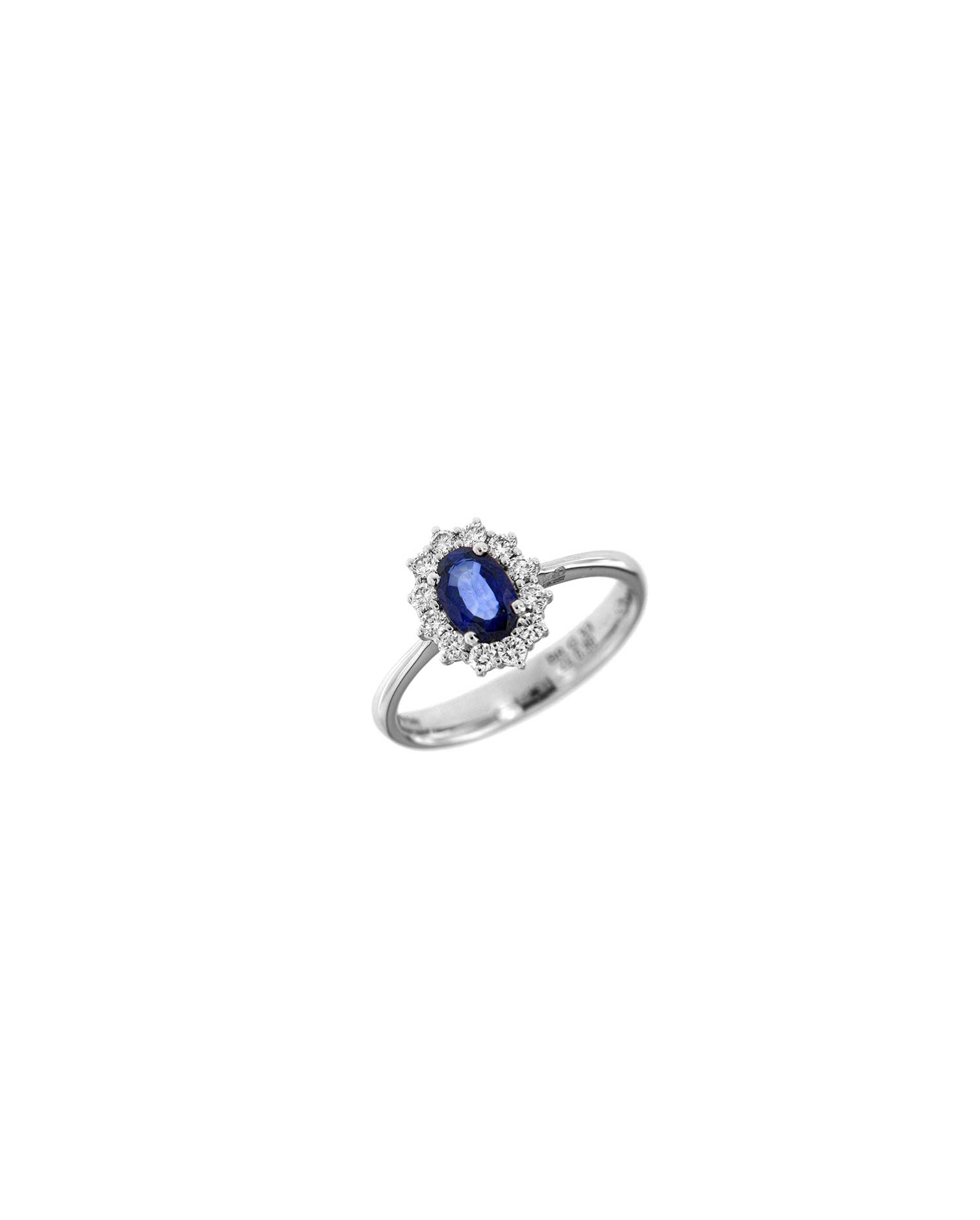 Anillo Oro Blanco Diamantes y Zafiro