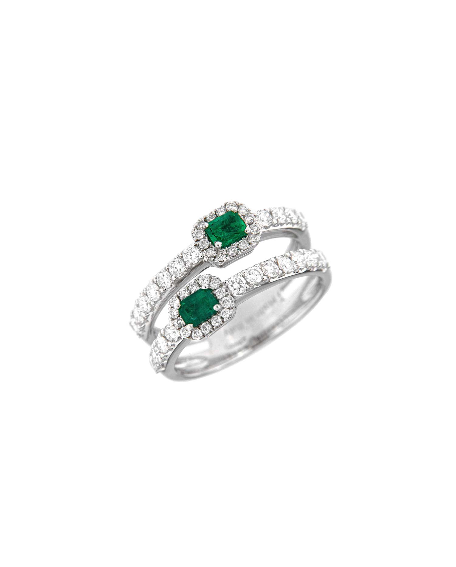 Anillo Oro Blanco Esmeraldas