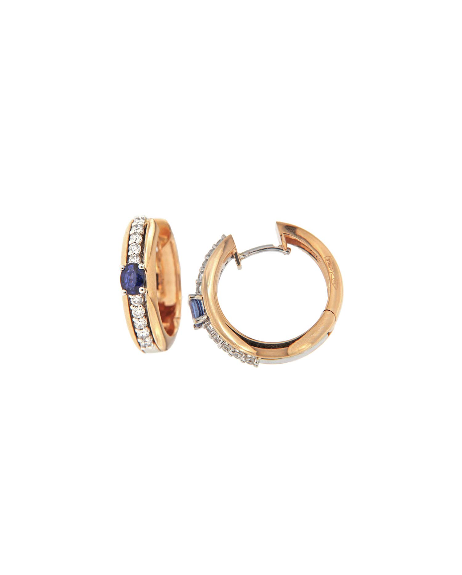 Pendientes Oro Rosa Diamantes y Zafiro