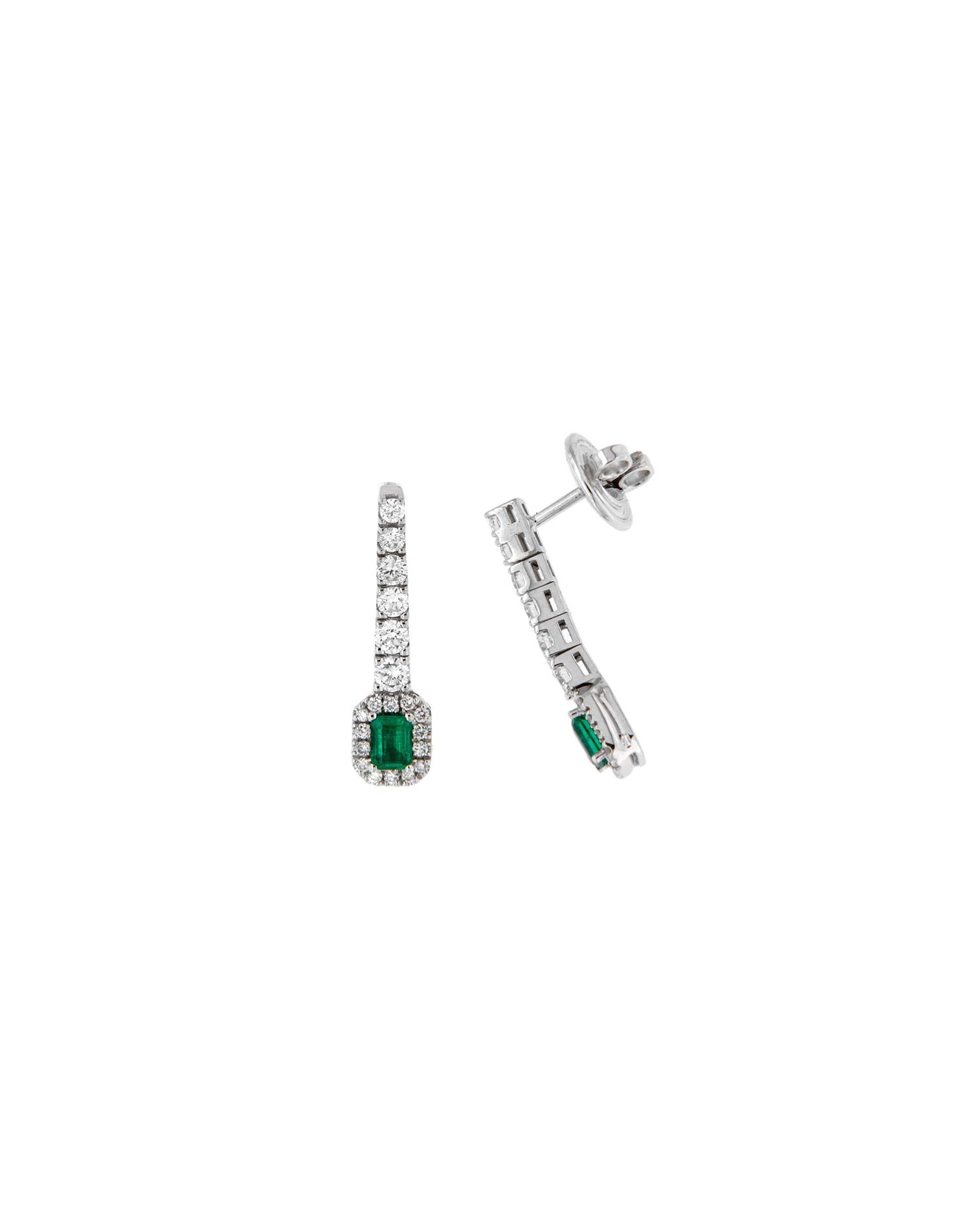 Pendientes Oro Blanco Diamantes Esmeralda