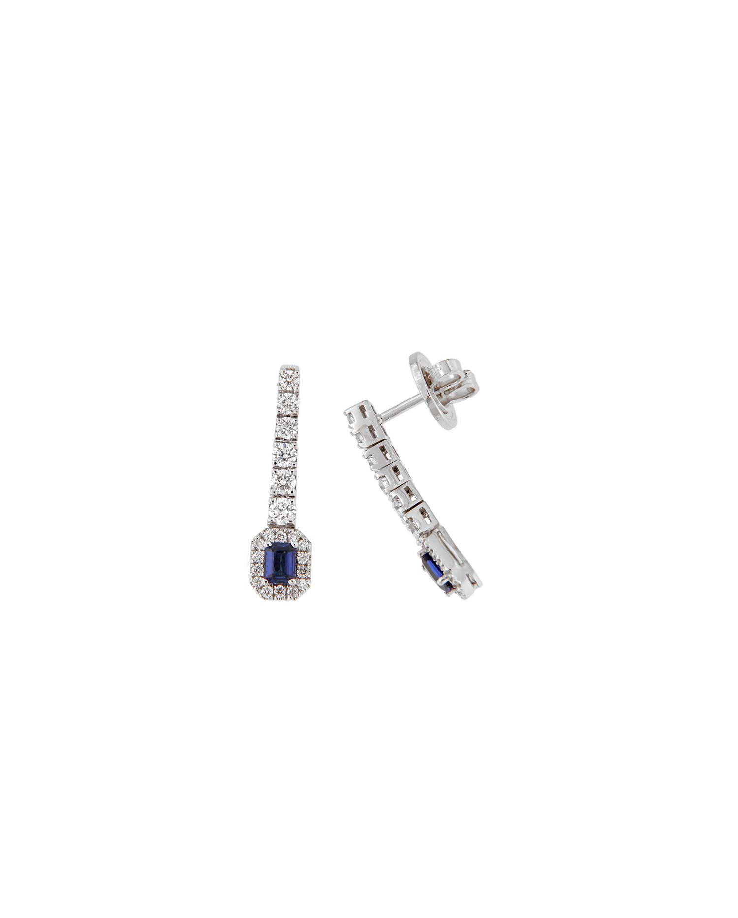 Pendientes Oro Blanco Diamantes y Zafiros