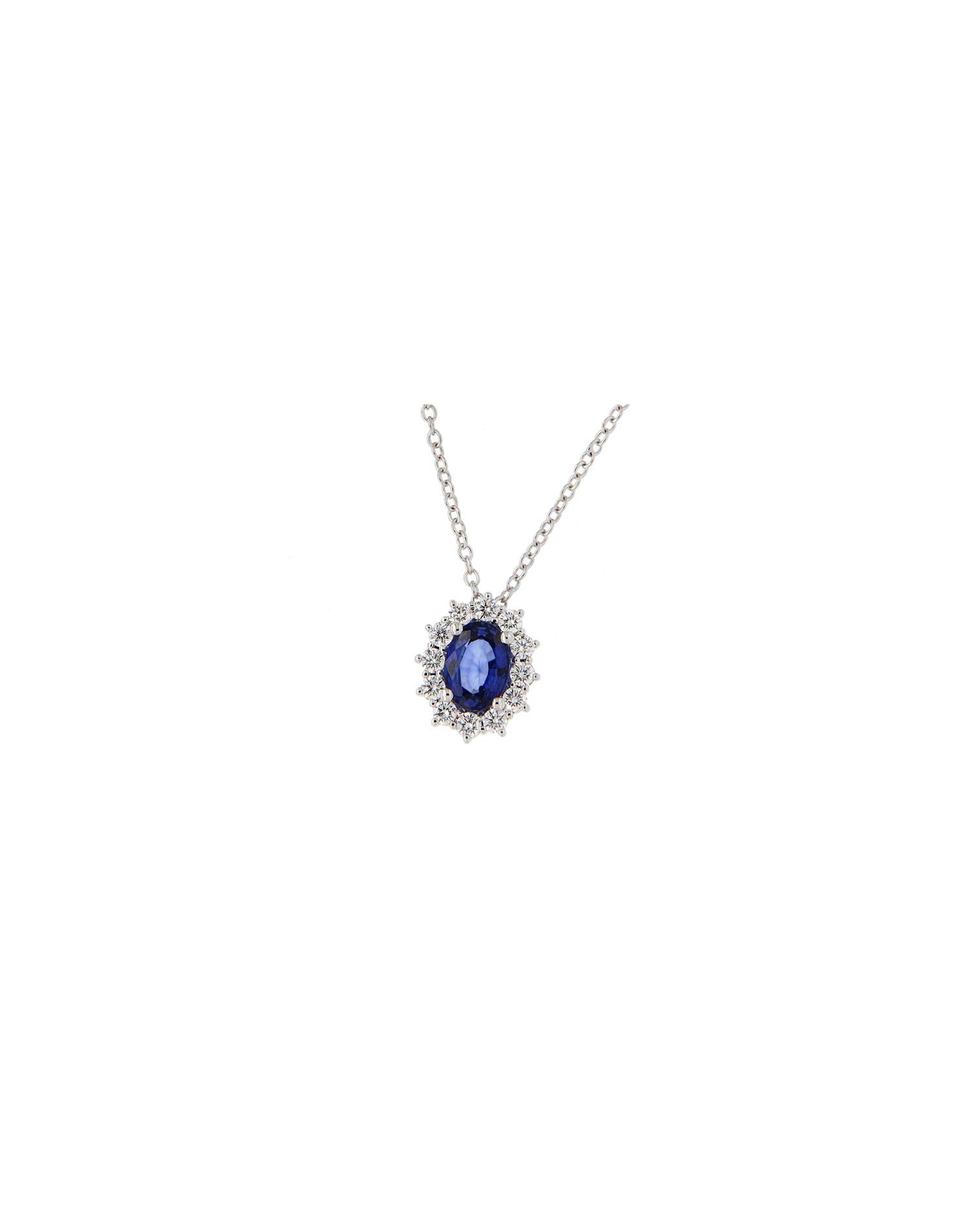 Colgante Oro Blanco Diamantes Zafiro