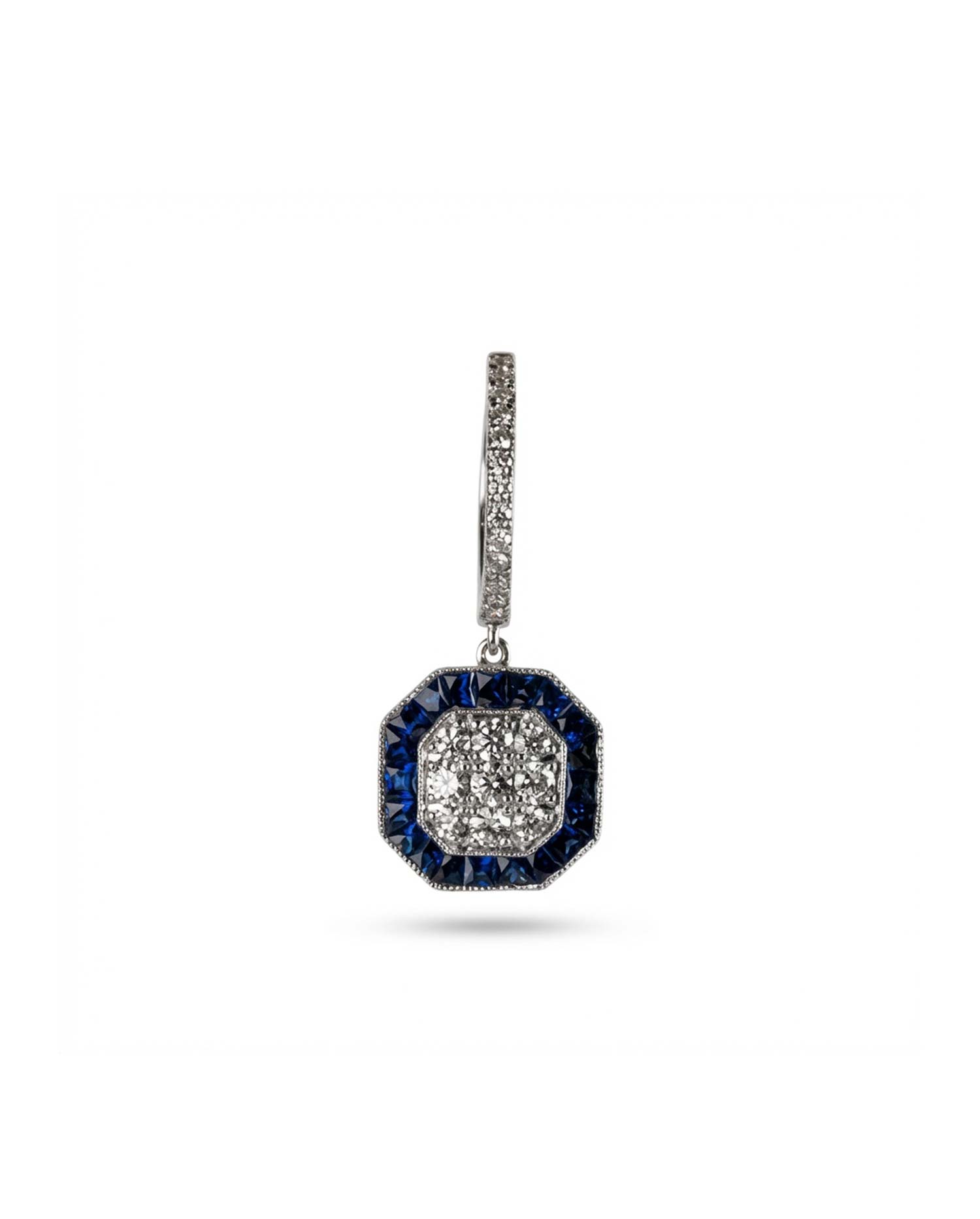 Pendientes Oro Blanco Diamantes Zafiros